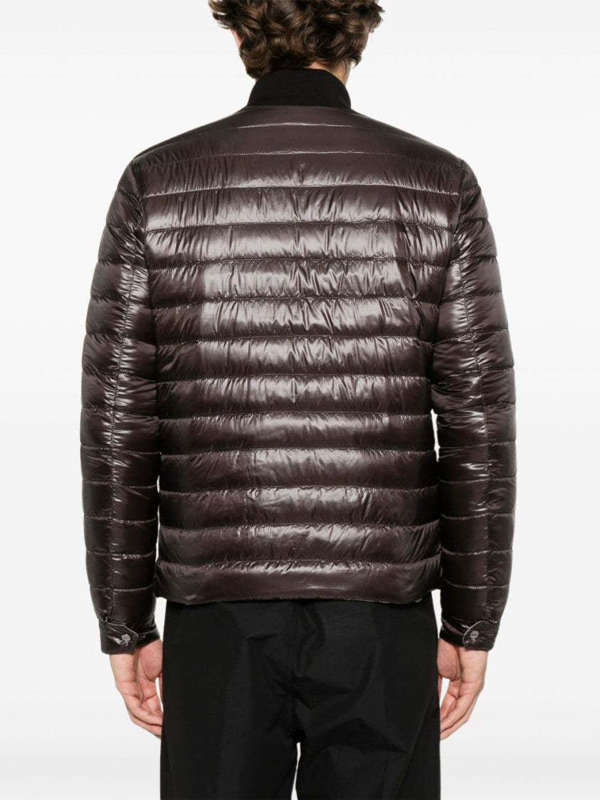Herno Quilted Brown Down Coat With High Collar