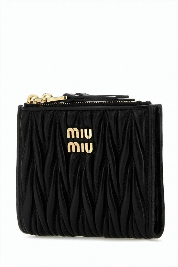 Miu Miu Ruched Lambskin Leather Wallet