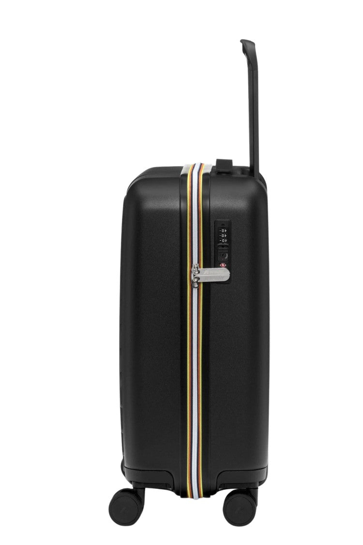 K-Way Black Eudoxie Logo Monogram Embossed Polycarbonate Trolley