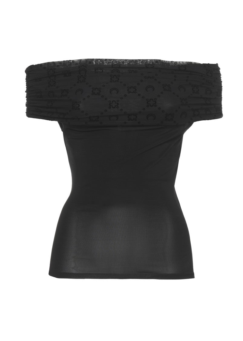 Marine Serre Black Moon Curled Detail Viscose Top