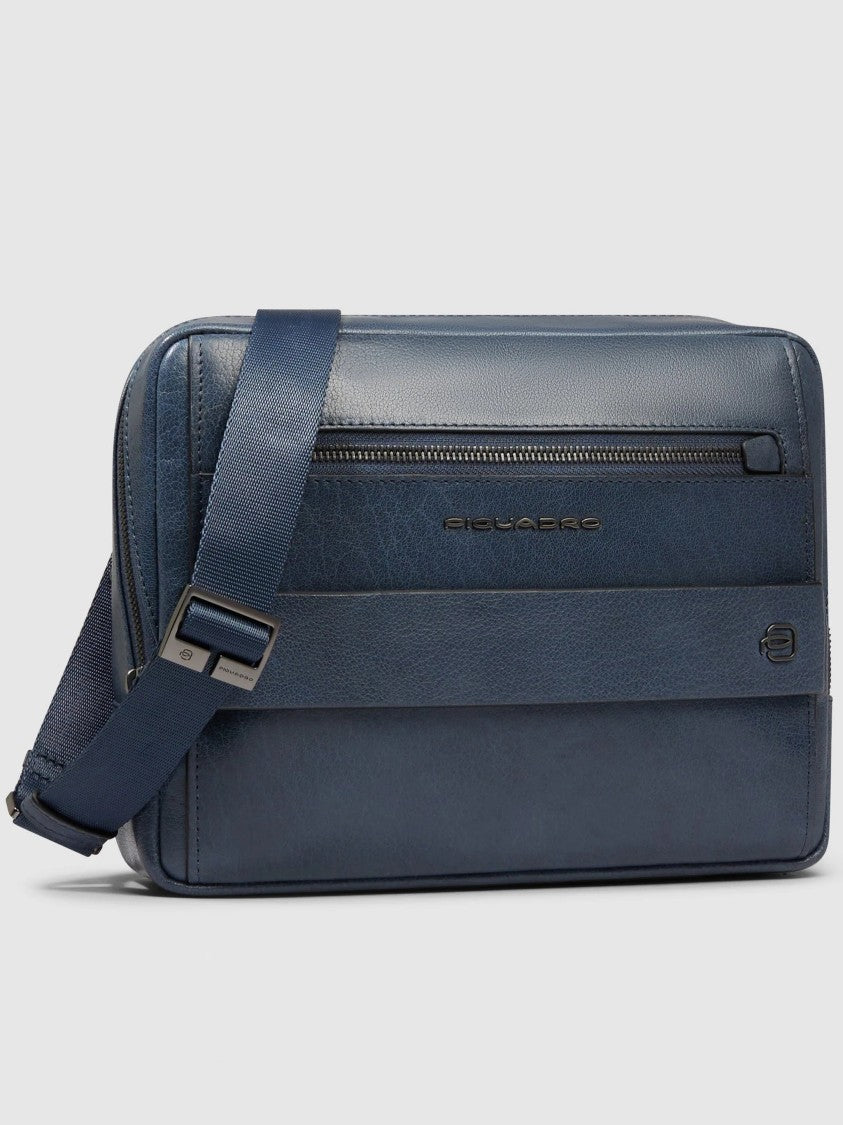 Piquadro Deep Blue Ipad 11 Leather Crossbody