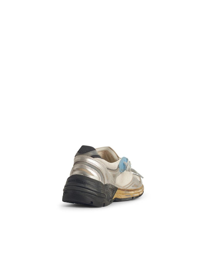 Golden Goose Dad-Star' Sneakers In Mesh And Silver Laminated Leather