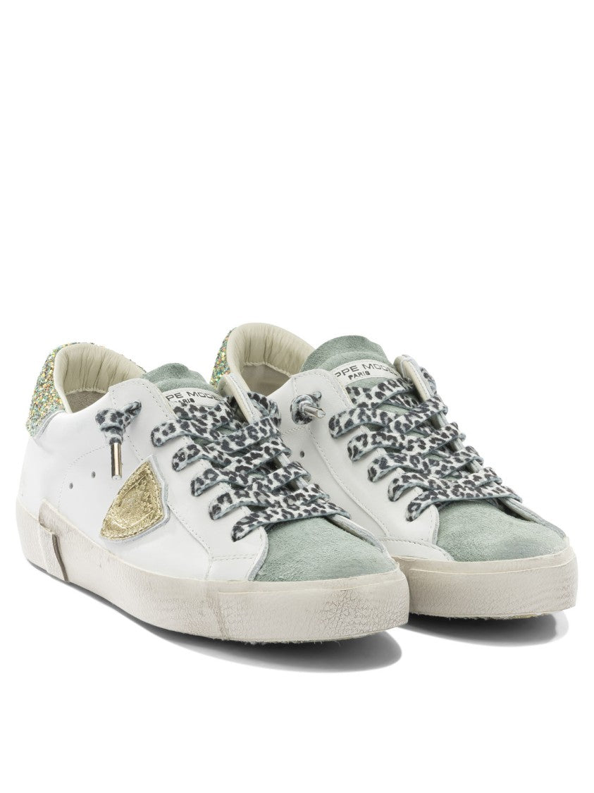Philippe Model Paris Low-Top Sneakers With Gold Glitter Accents