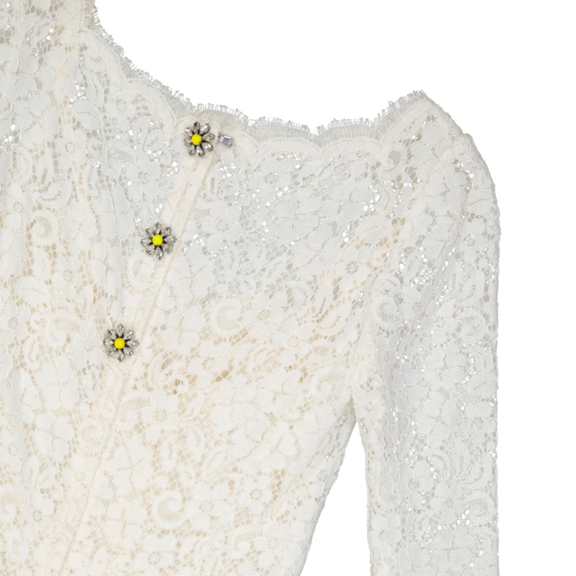 Dolce & Gabbana Intricate Lace Midi Dress With Crystal Embellishments