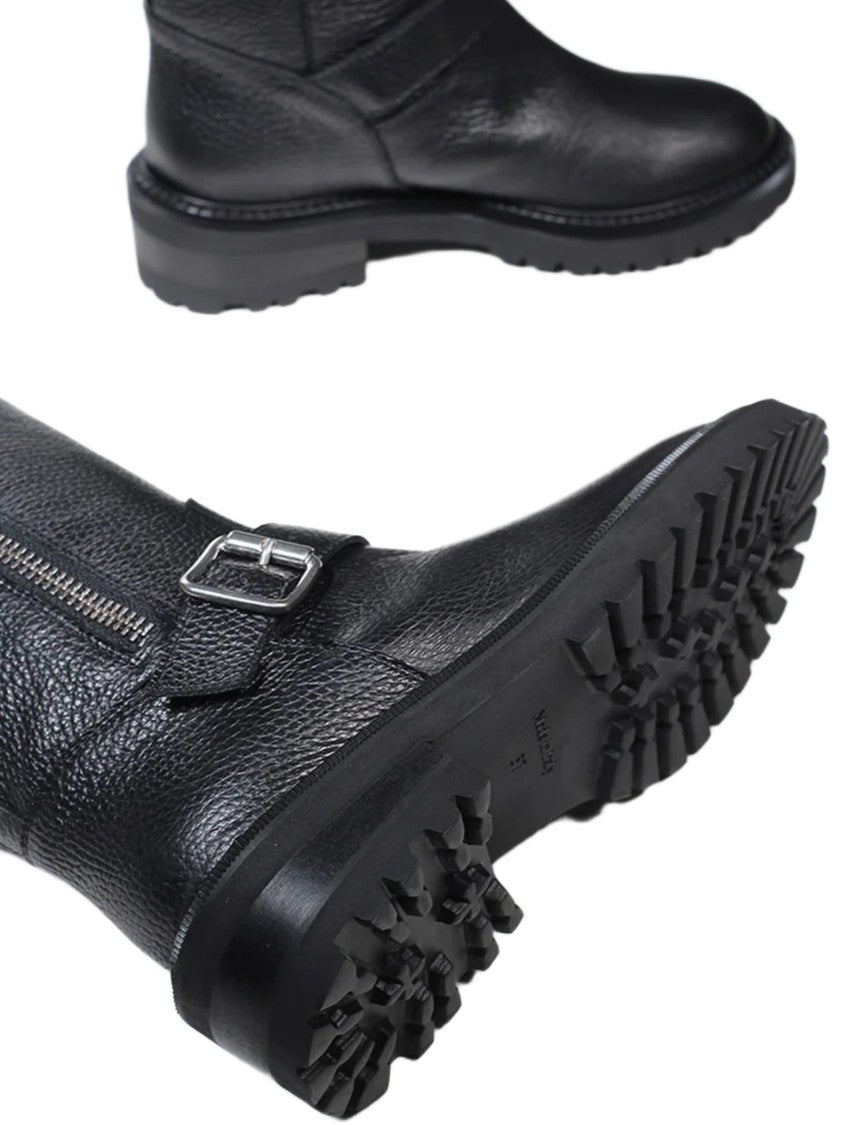 Via Roma 15 Tall Biker Boots With Central Zip And Adjustable Straps