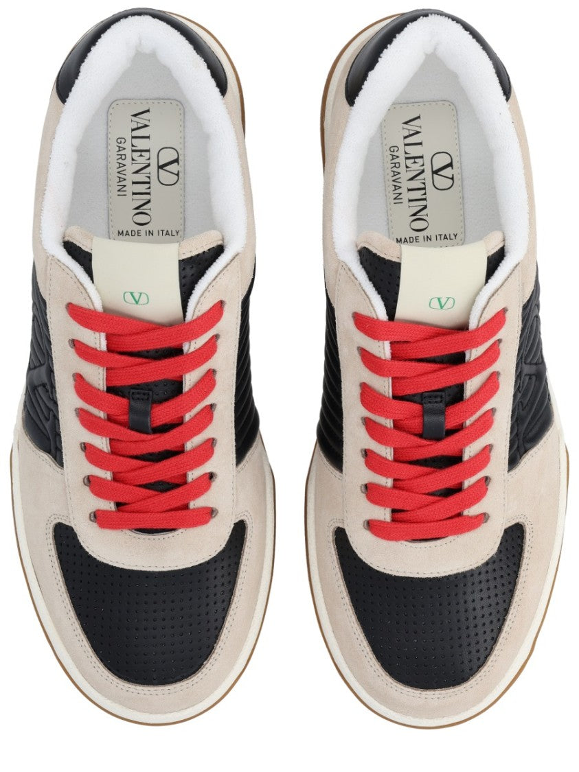 Valentino Garavani Low-Top Contrasting Panel Leather Sneakers