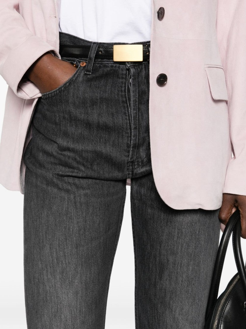 Iois High-Waisted Wide-Leg Jeans With Subtle Whiskering
