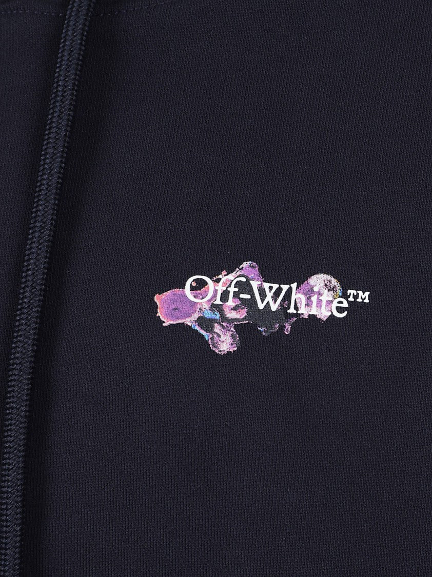 Off-White Relaxed-Fit Blue Hoodie With Artistic Graphics