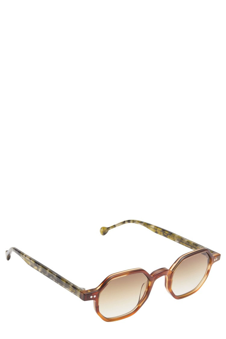 District People Meguro Tortoiseshell Octagonal Brown Gradient Lens Sunglasses