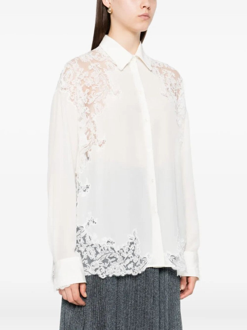 Ermanno Scervino Silk Blouse With Intricate Lace Detailing