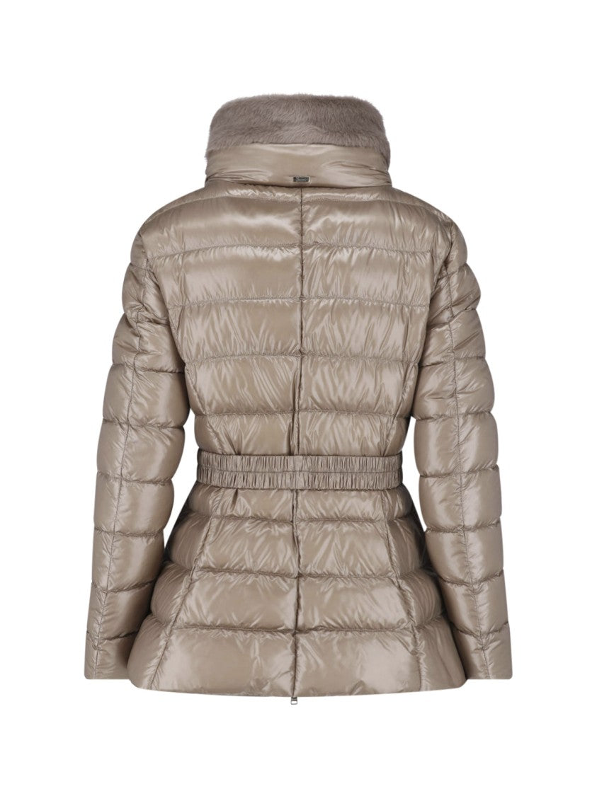 Herno Taupe Claudia Waterproof Belted Down Jacket