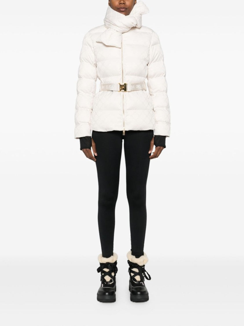 Elisabetta Franchi Padded White Jacket With Quilted Design