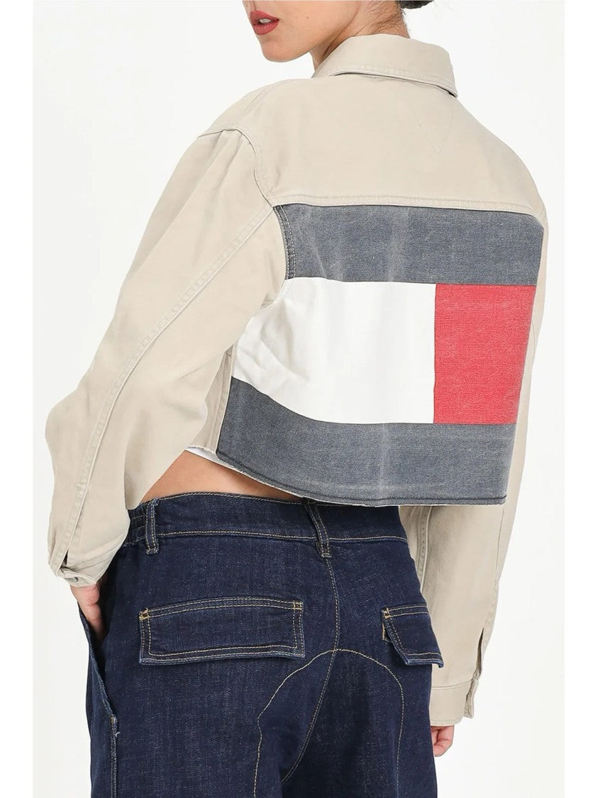 Tommy Jeans Beige Cotton Cropped Jacket