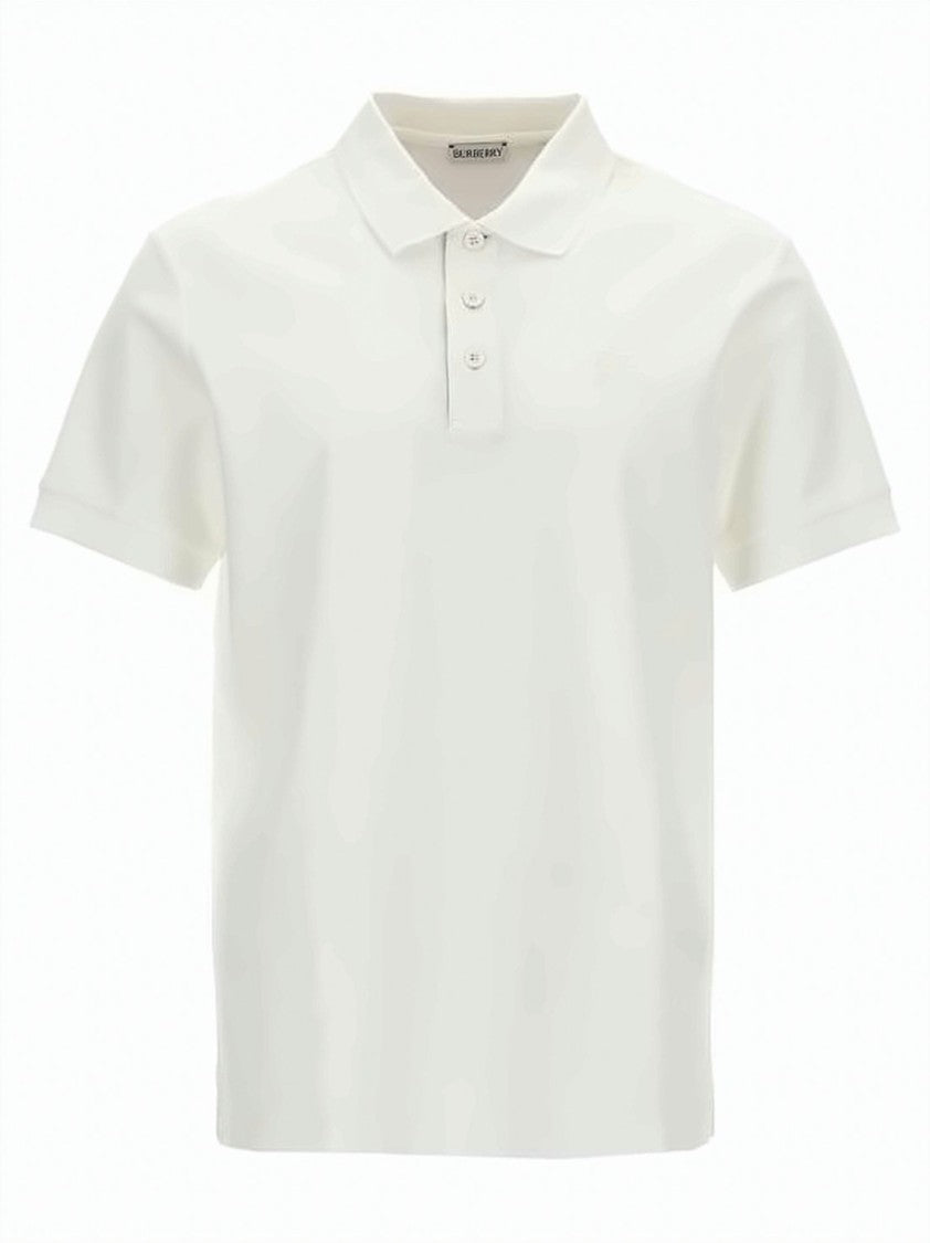 Burberry White Polo Shirt With Traditional Collar