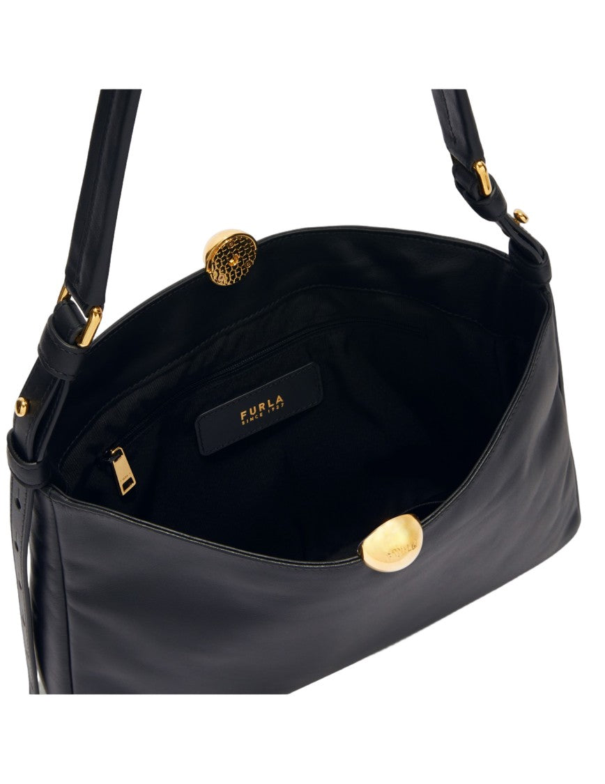 Furla Sfera Soft M Leather Shoulder Bag, Black