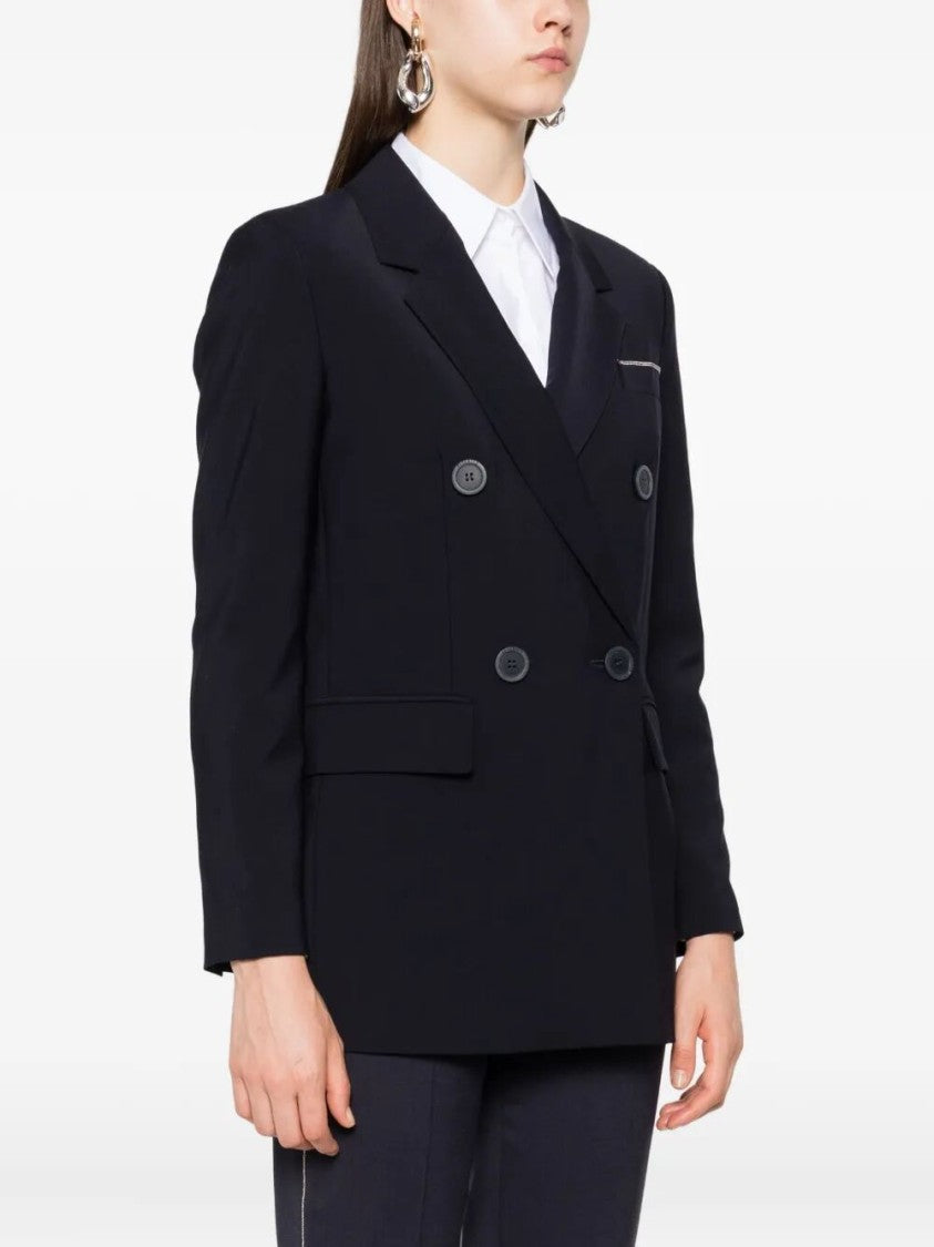 Peserico Double-Breasted Tailored Blazer With Sleek Lapel