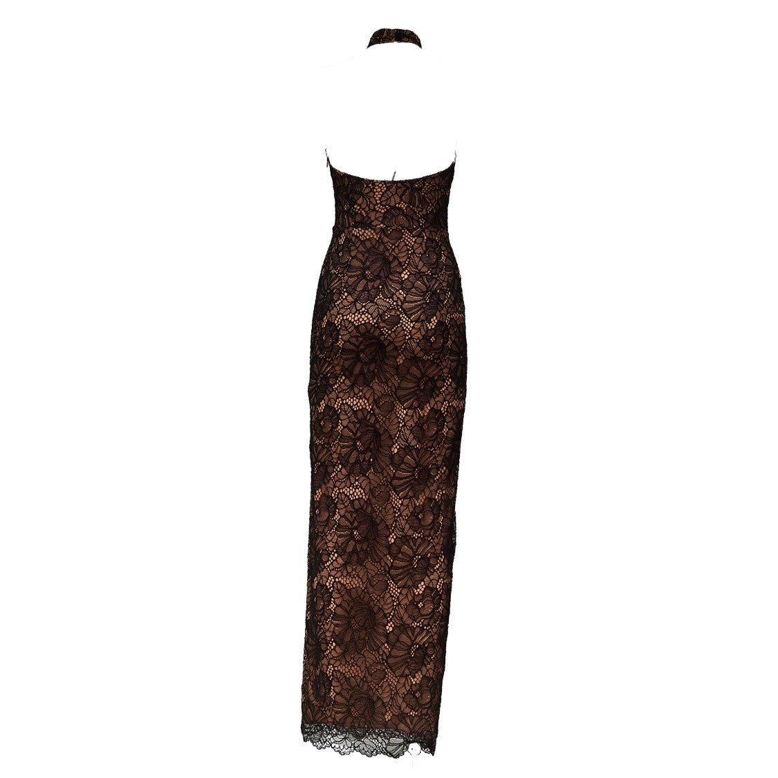 Rotate Kasia Lace Halterneck Dress With Open Back And Scalloped Hem