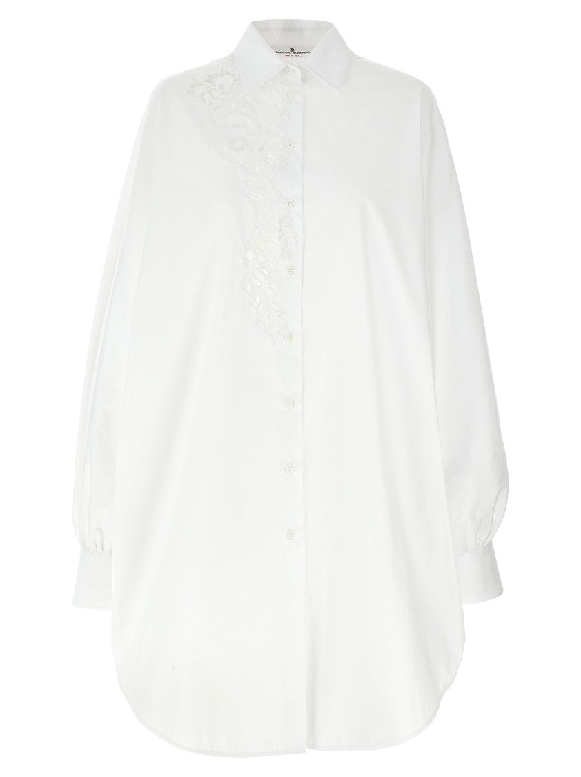 Ermanno Scervino Macramé Lace-Trimmed Cotton Poplin Shirt