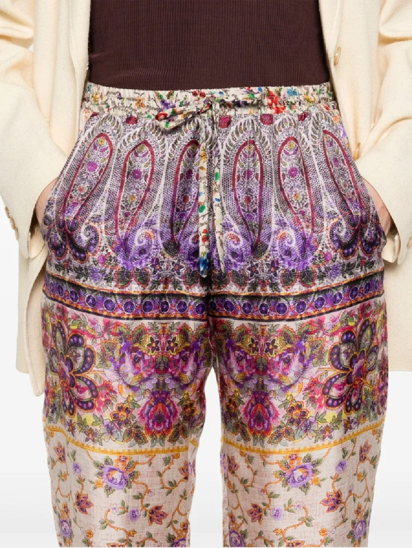 Pierrelouis Mascia Cropped Multi-Patterned Aloe Trousers