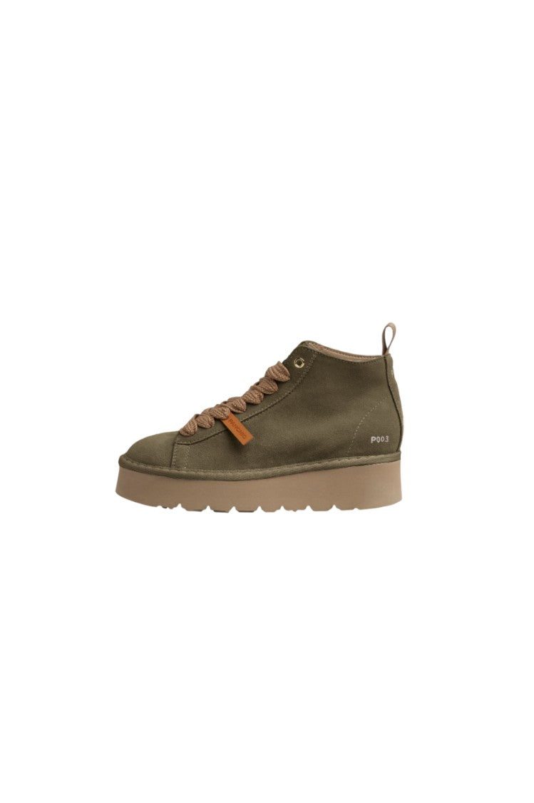 Panchic Olive Green Suede Sneakers With Eva Sole