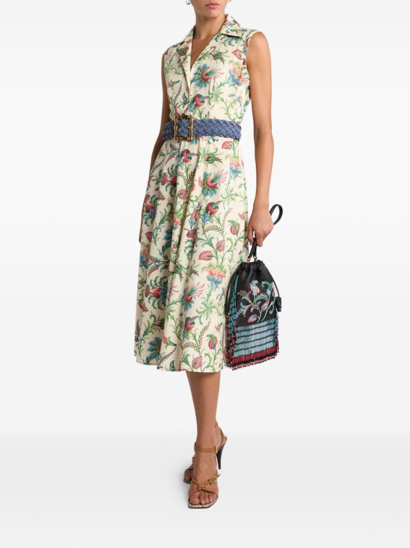 Etro Floral Print A-Line Midi Dress