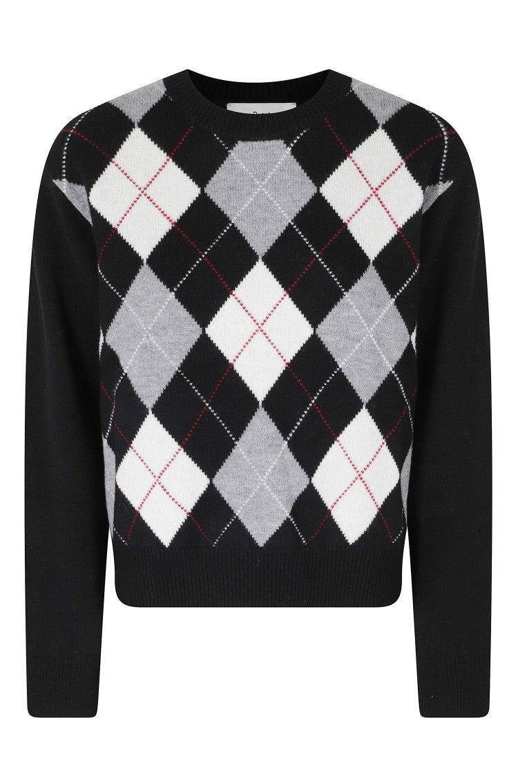 Dunst Black Oversized Checkered Wool-Blend Sweater