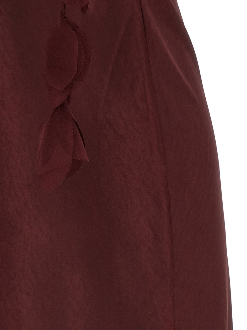 Self-Portrait 'Burgundy Satin Flower Midi' Dress