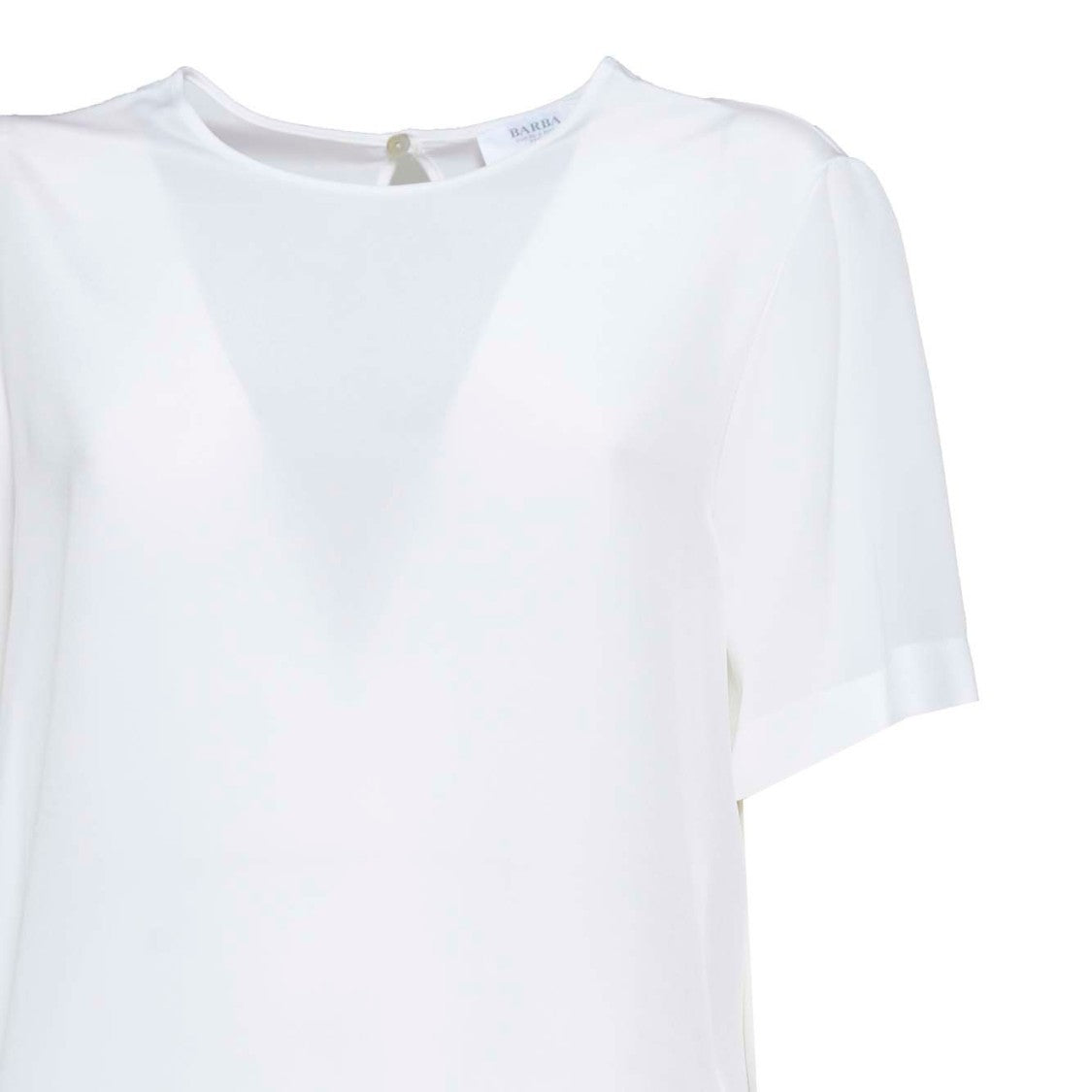Barba White Silk Crewneck Blouse