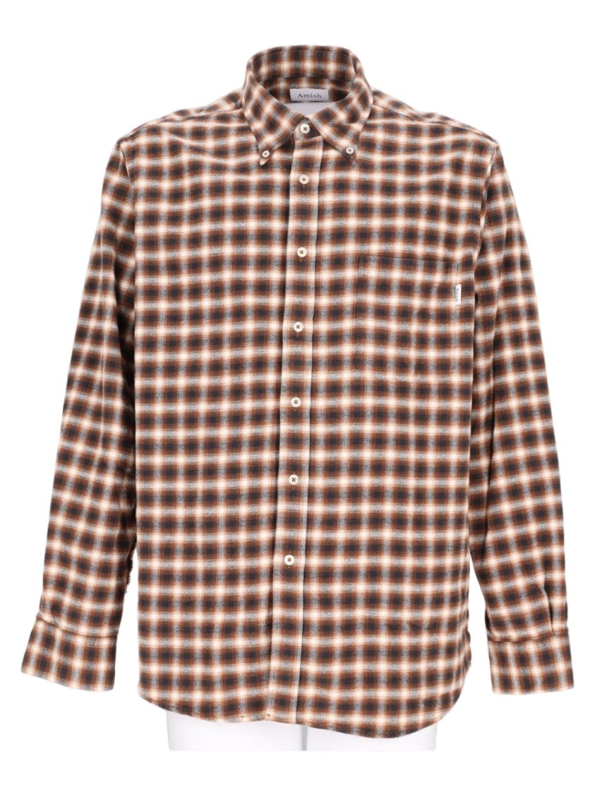 Amish Brown Plaid Button-Up Casual Shirt