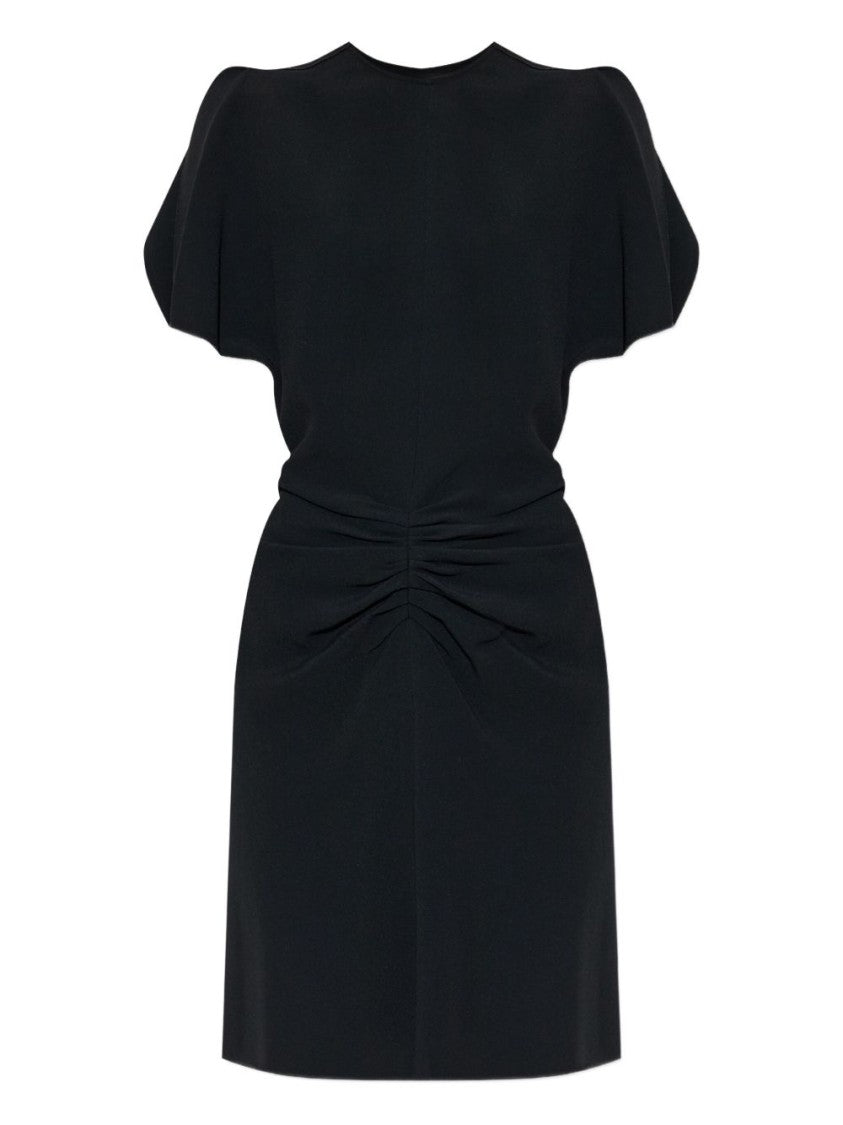 Victoria Beckham Fitted Black Dress With Draped Sleeves