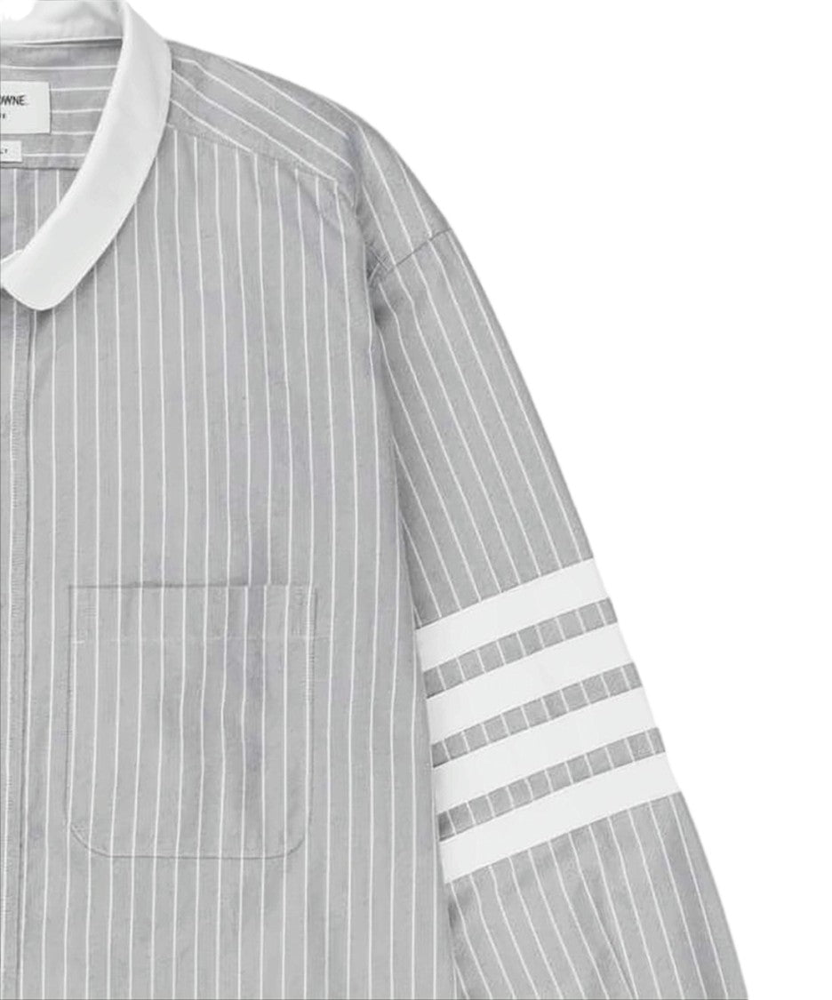 Thom Browne Long-Sleeve Grey Shirt With Pinstripes