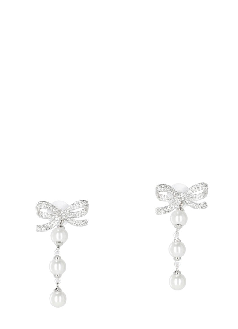 Self-Portrait Bow Tiered Pearl Earrings