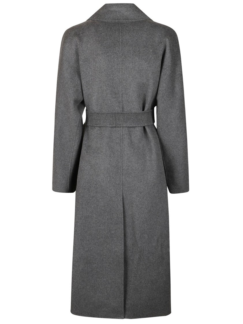 Max Mara Mid-Length Double-Breasted Grey Coat With Tailored Silhouette