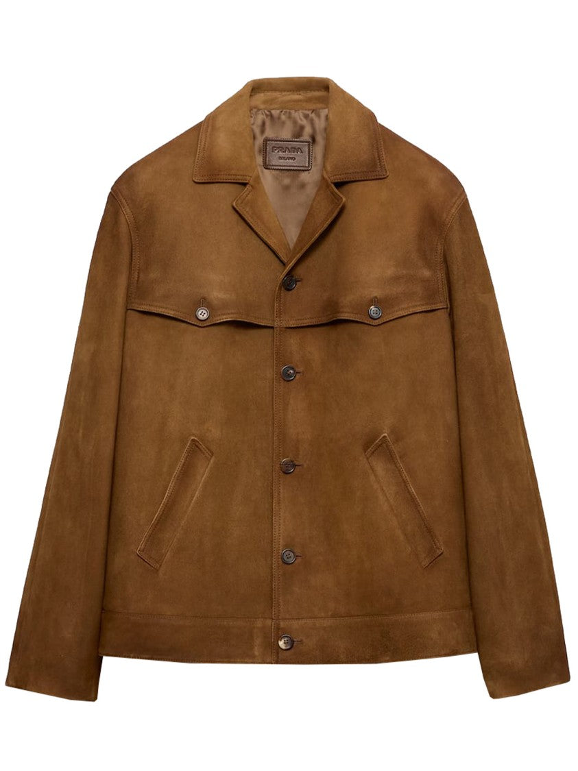 Prada Blouson Straight-Cut Lambskin Suede Jacket