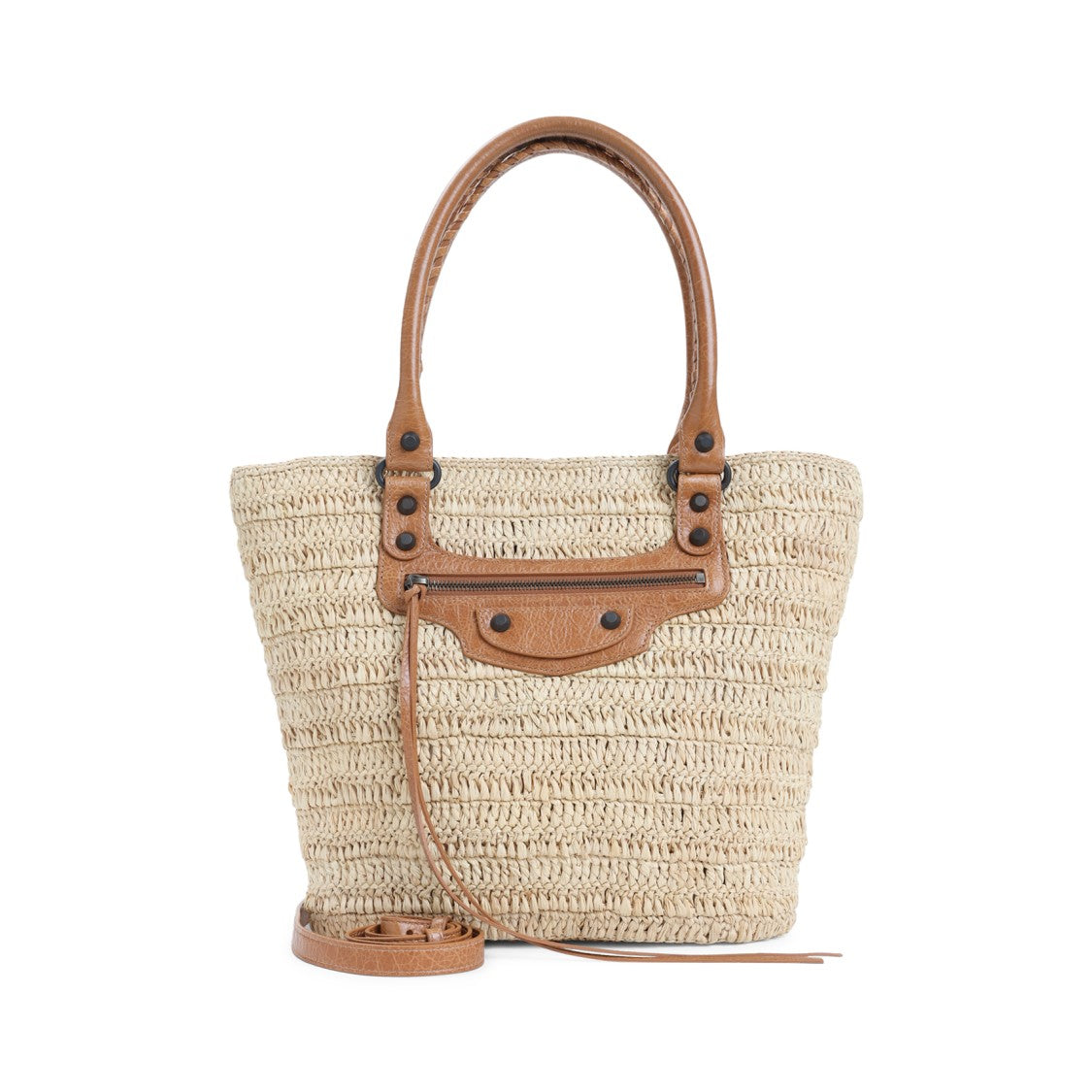 Balenciaga Natural Beige Raffia Le City Basket Shoulder Bag