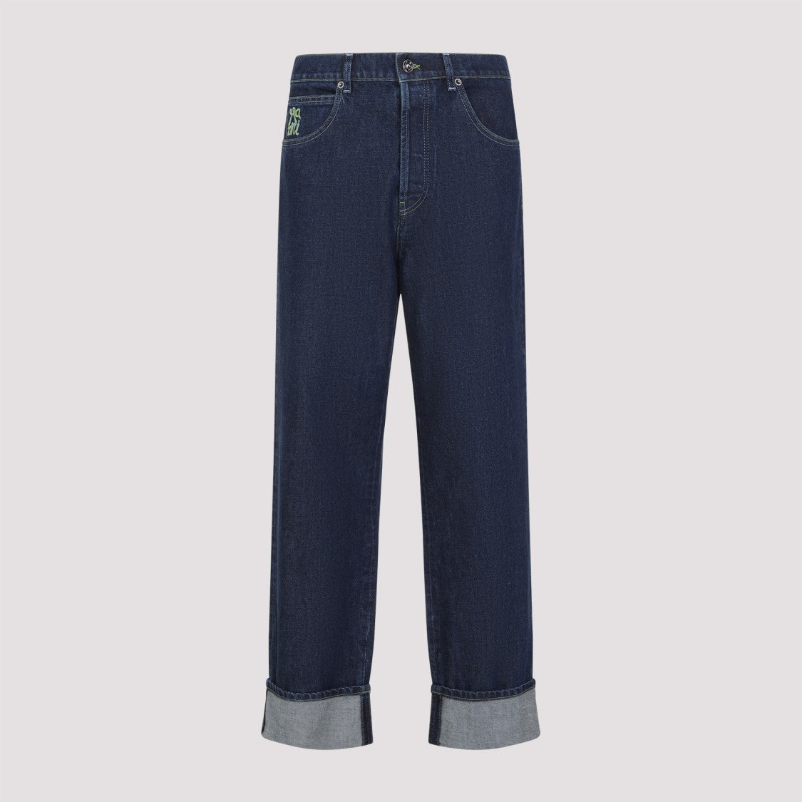 Marni Five-Pocket Blue Denim Jeans With Logo Embroidery
