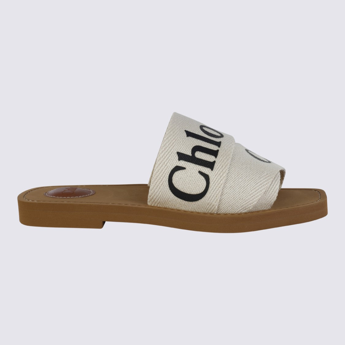 Chloé White Canvas Woody Flats