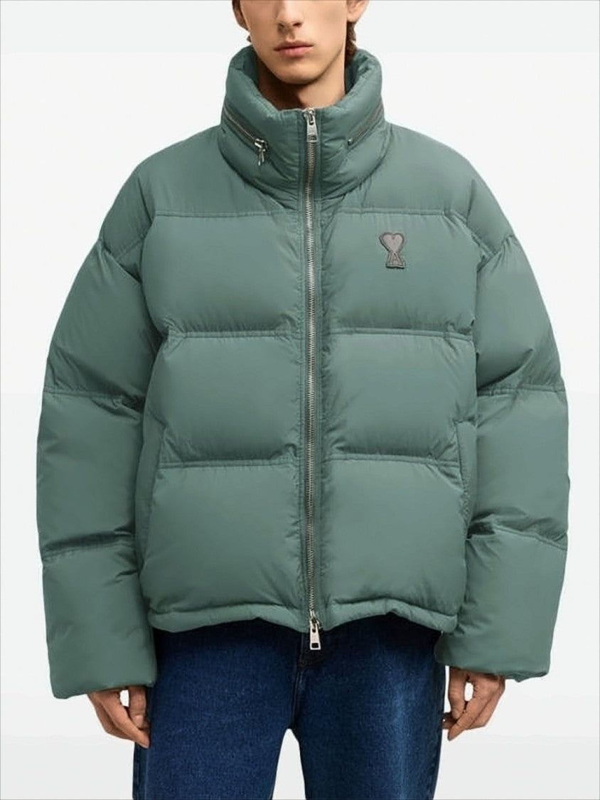 Ami Cropped Puffer Jacket With High Stand Collar