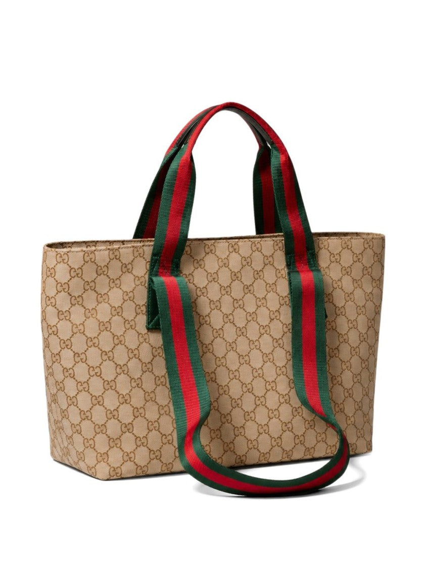 Gucci Rectangular Monogram Striped Handle Tote Bag