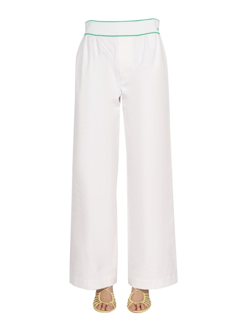 Bottega Veneta Embroidered Reverse Printed Cotton Twill Trousers