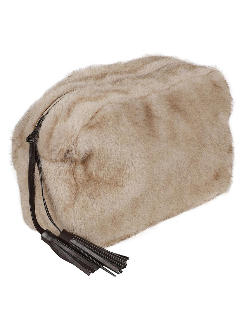 P.A.R.O.S.H. Plush Faux Fur Poche Tte Bag With Tassel Detail