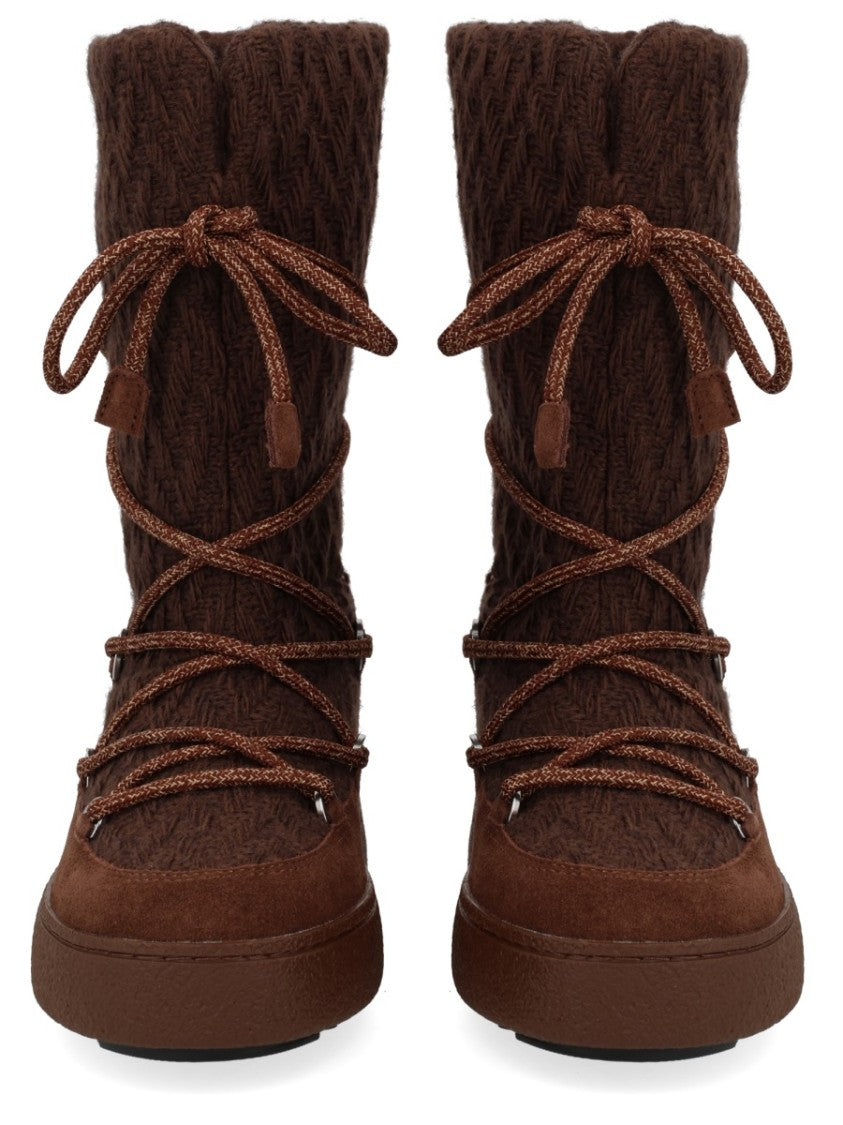 Moon Boot Per Guest In Residence Brown Textured Knit Wool-Blend Boots