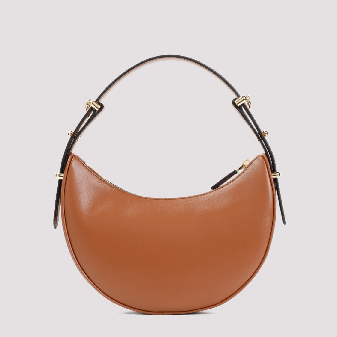 Prada Half-Moon Leather Shoulder Bag With Gold-Tone Accents