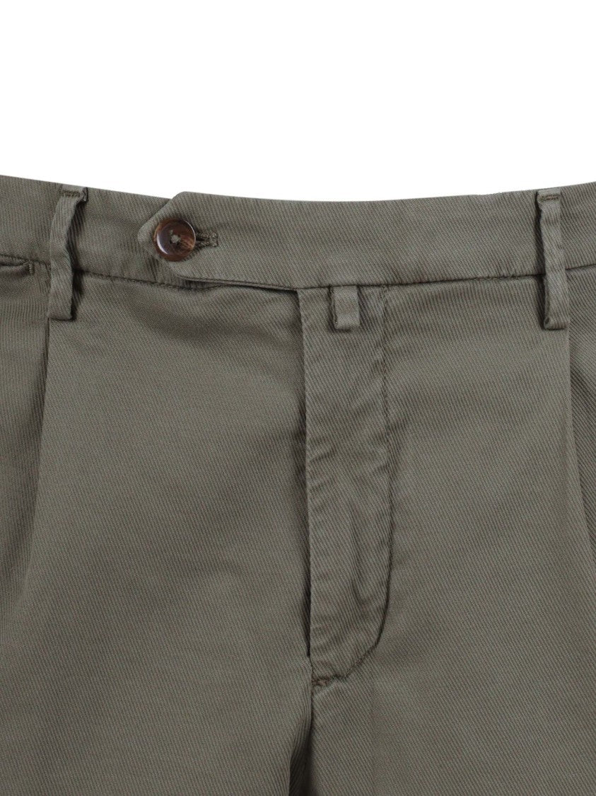 Briglia Green Tailored Pleated Straight-Leg Pants