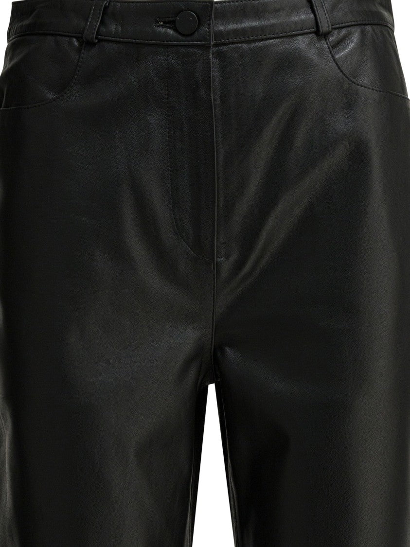 Loulou De Saison Tailored Black Lambskin Trousers With