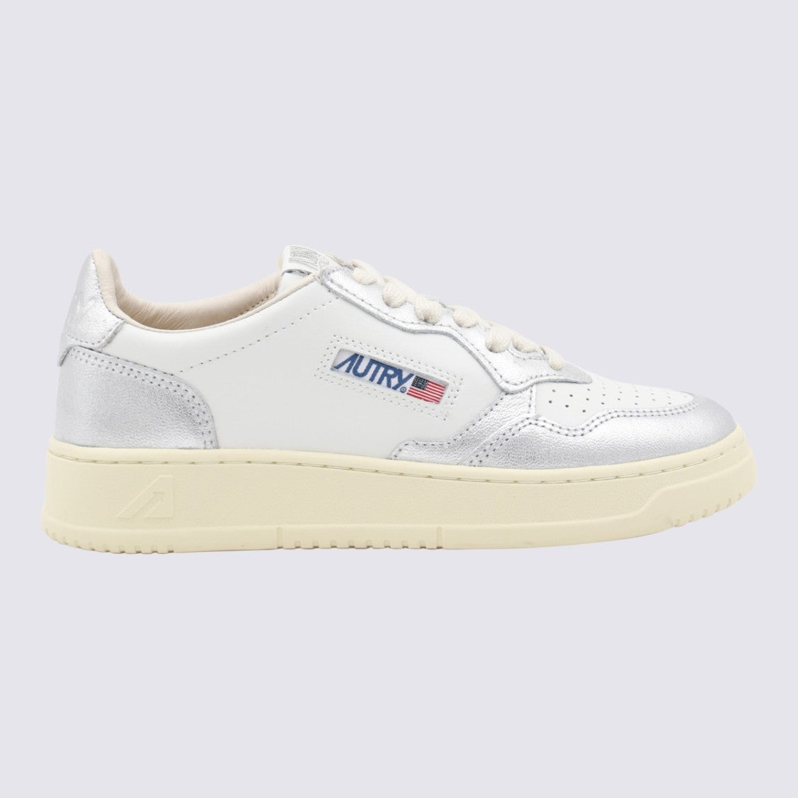 Autry White Leather Panelled Design Sneakers