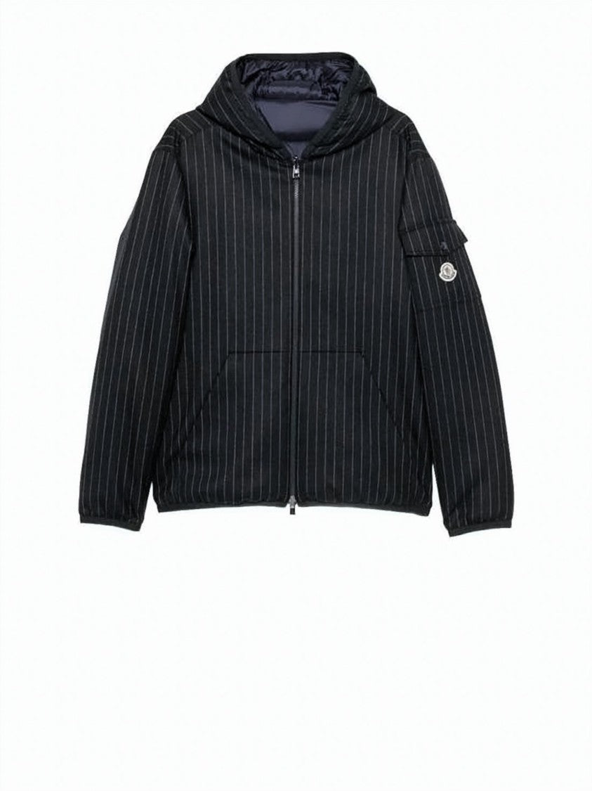 Moncler Hooded Pinstripe Jacket With Tailored Silhouette
