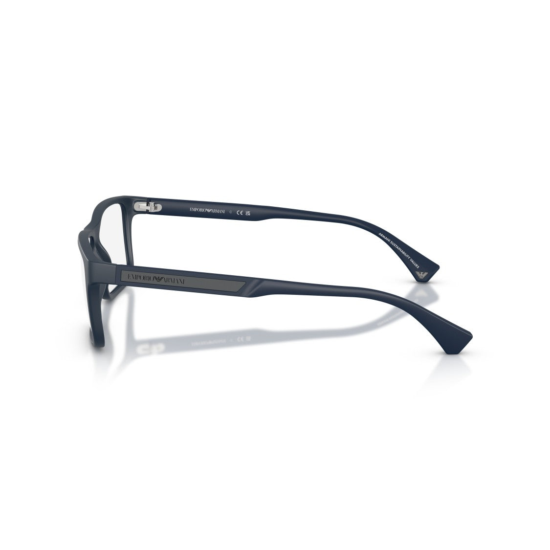 Emporio Armani 0Ea3038 Rectangular Matte Black Eyeglass Frames With Curved Temples