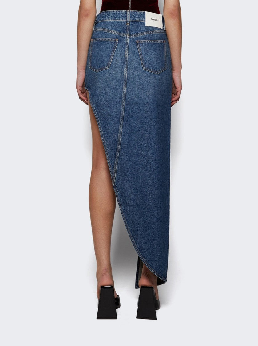 Coperni One Leg Denim Skirt Blue