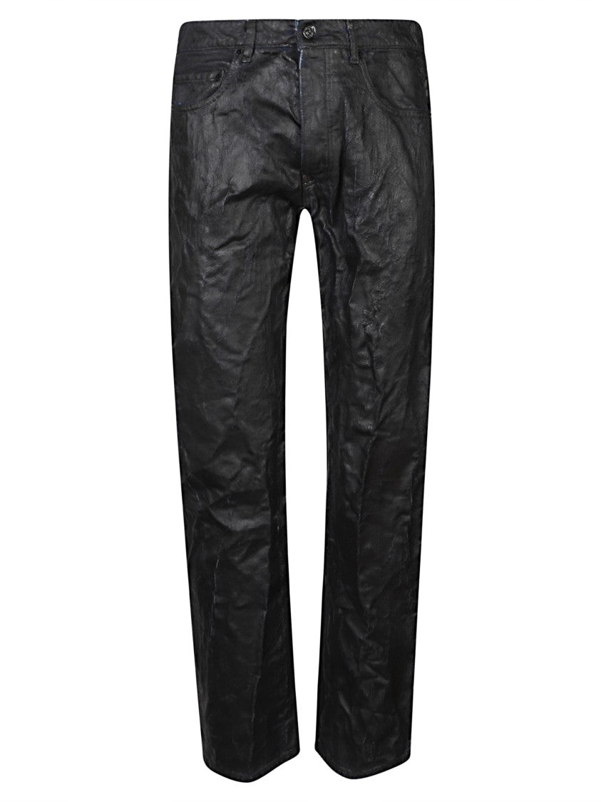 Mm6 By Maison Margiela Textured Waxed Pants With Five-Pocket Design